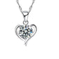 Heart Centre Stone Cubic Zirconia Silver Pendant