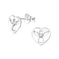 Heart Shaped Cubic Zirconia Centre Sterling Silver Angel Earrings