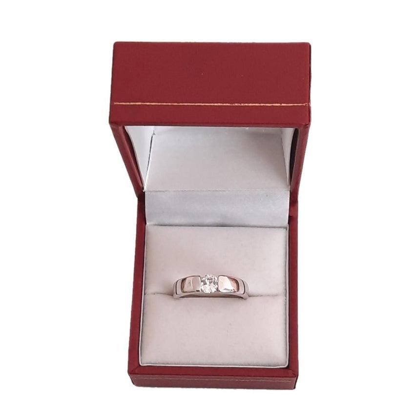 High Polished Round Stone Cubic Zirconia Band Ring