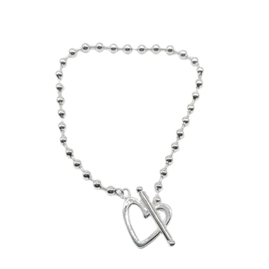 Hollow Silver Bead T-Bar Bracelet
