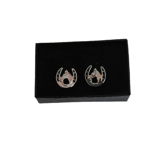 Horse Shoe Silver Tone Cufflinks