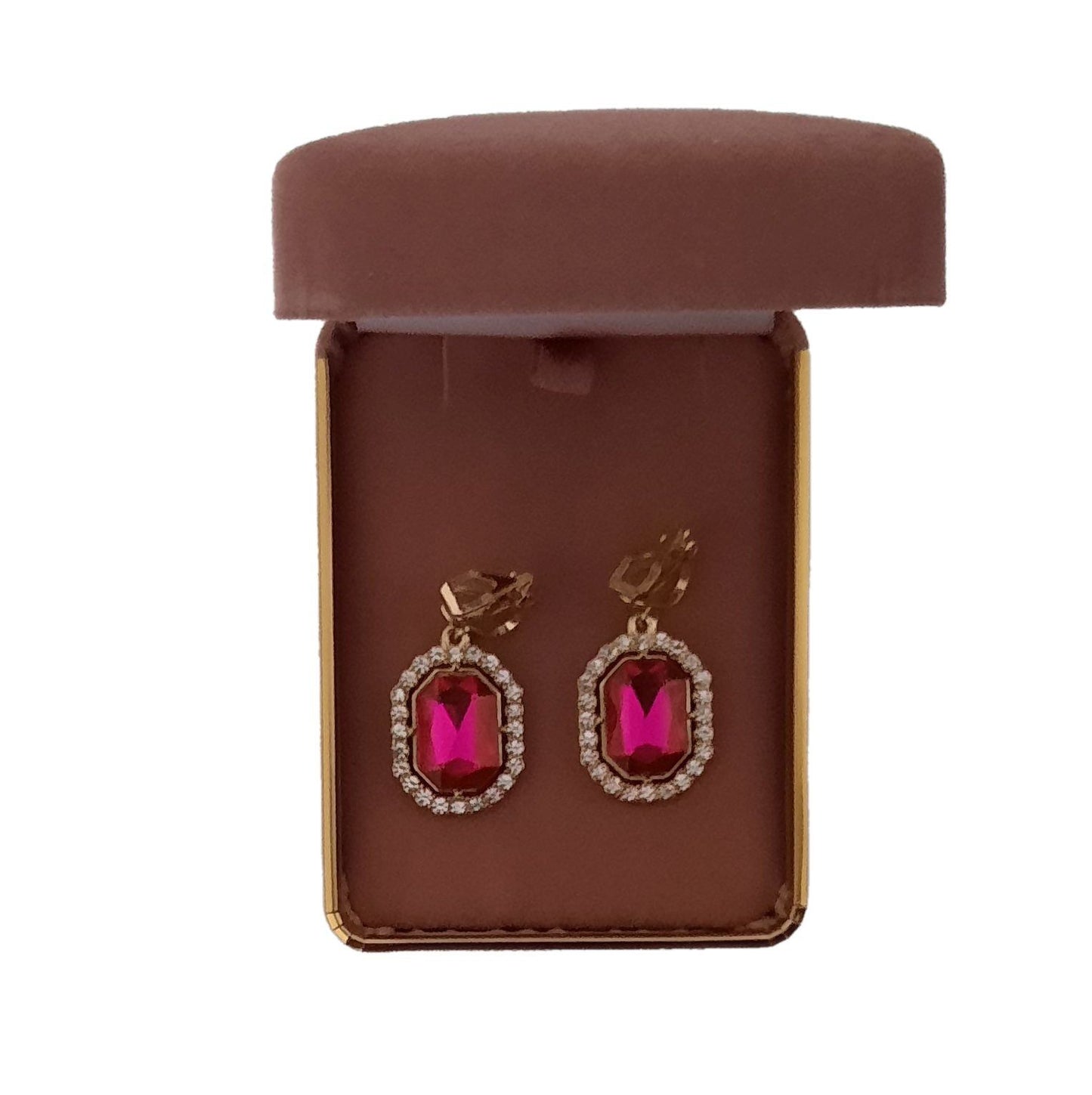 Hot Pink Diamante Drop Clip On Earrings(2)