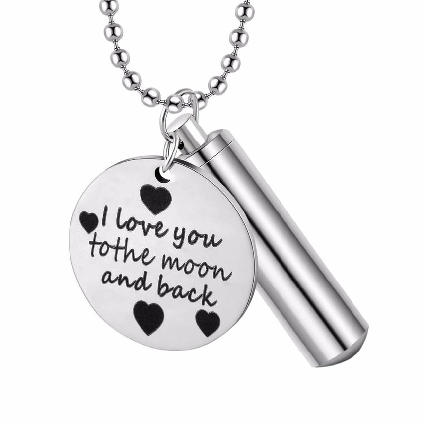 I Love You To The Moon And Back Cremation Ashes Necklace