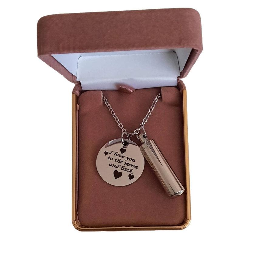 I Love You To The Moon And Back Cremation Ashes Necklace
