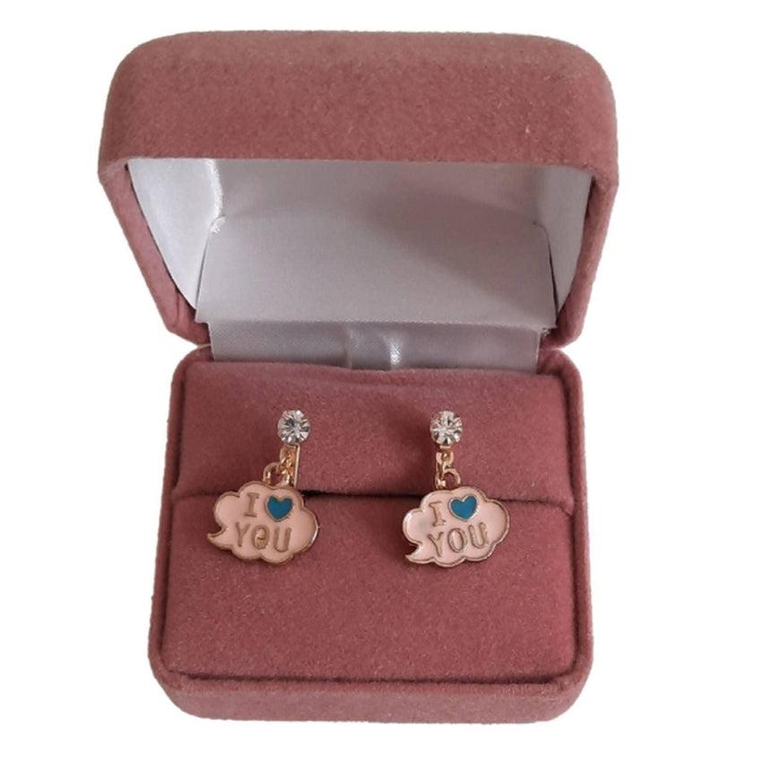 I love you Enamel Cloud Clip On Child's Earrings