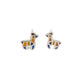 Kids Blue And Yellow Enamel Silver Giraffe Earrings