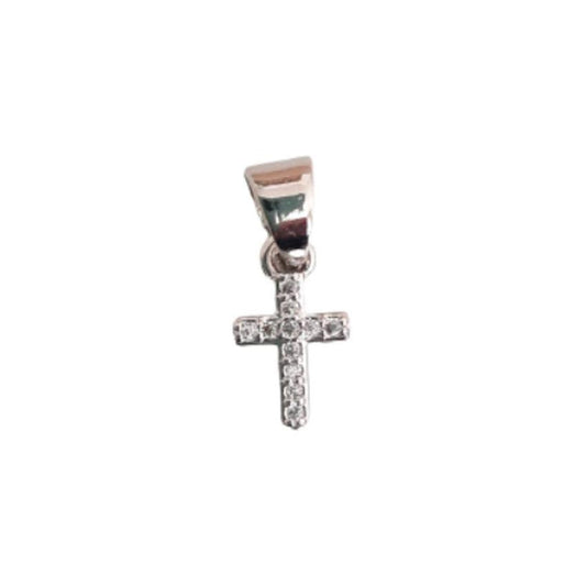 Kids Very Small Silver Crystal Cross Necklace