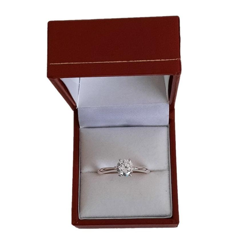 Ladies Single Stone Solitaire Claw Set Ring on a Sterling Silver Band