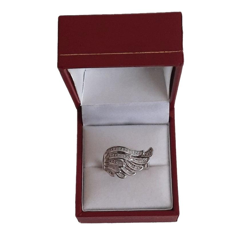 Ladies Sterling Silver Cubic Zirconia Angel Wing Silver Ring