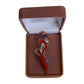 Lady In Red Elegant Gold Brooch