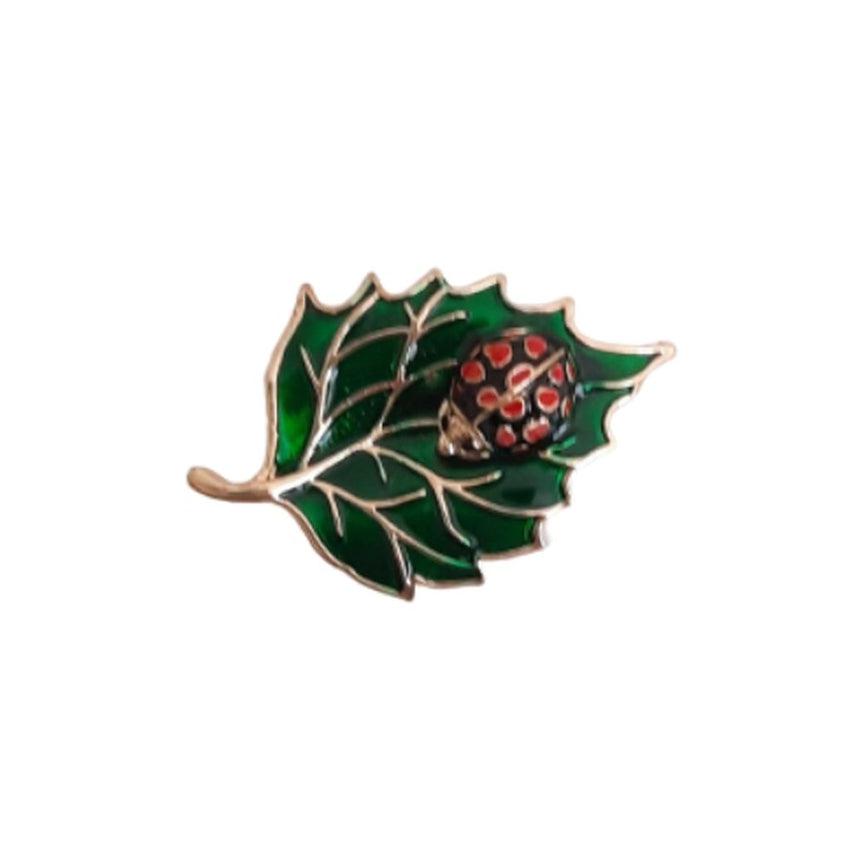 Ladybird On A Leaf Brooch