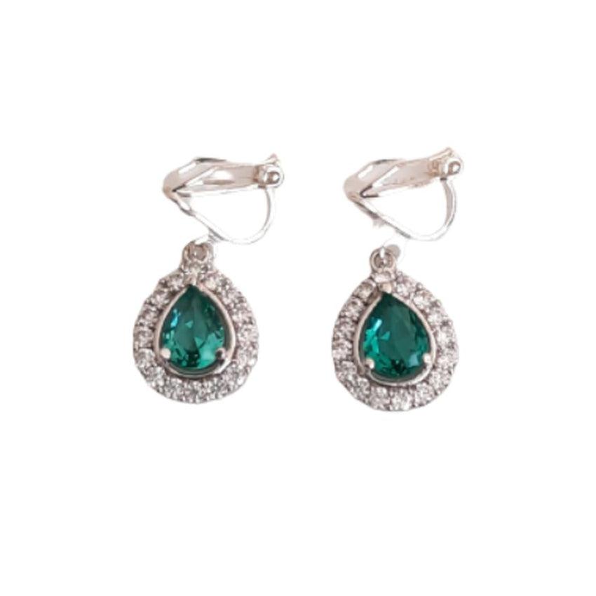 Lake Green Drop Clip On Earrings