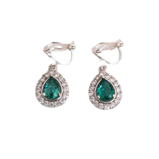 Lake Green Drop Clip On Earrings