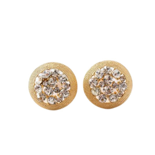 Large Bling Stone Button Clip On Earrings