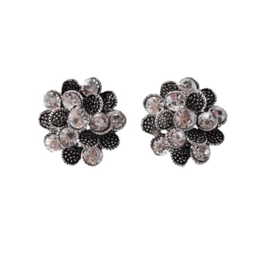 Large Crystal Set Round Clip On Earrings