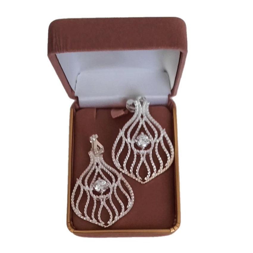 Large Curved Vintage Design Diamante Clip On Earrings