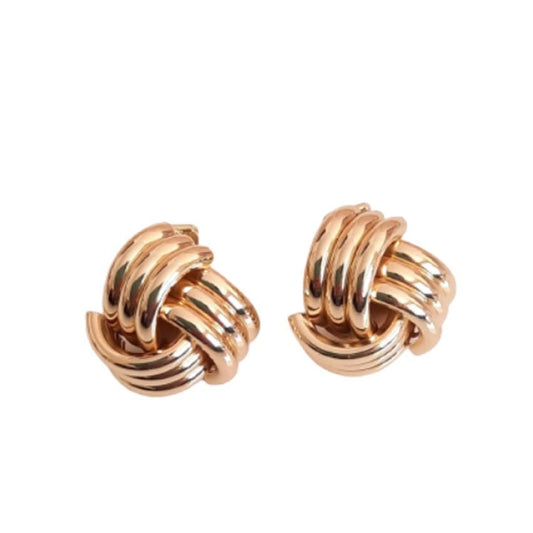 Large Gold Knot Clip On Earrings