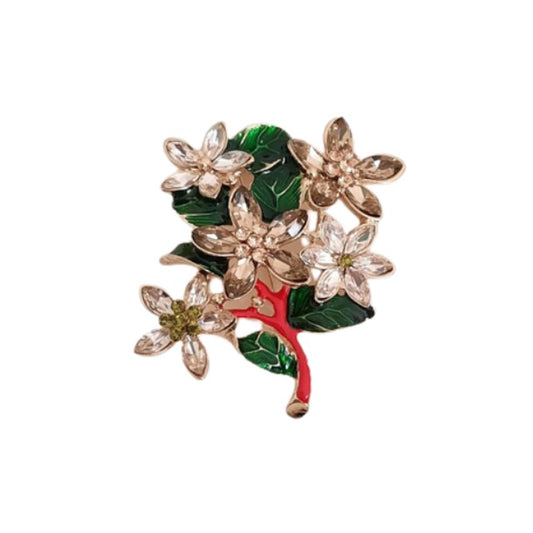 Large Multiple Flower Crystal Stone Brooch