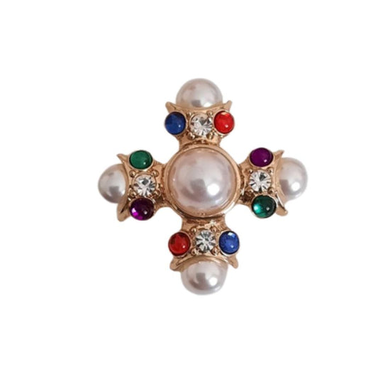 Large Pearl And Diamante Brooch