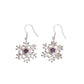 Large Silver Snowflake Earrings With an Amethyst Stone Centre