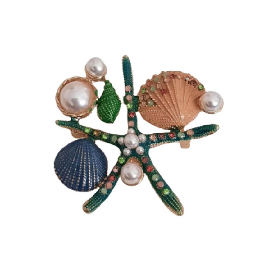 Large Starfish Shell Brooch