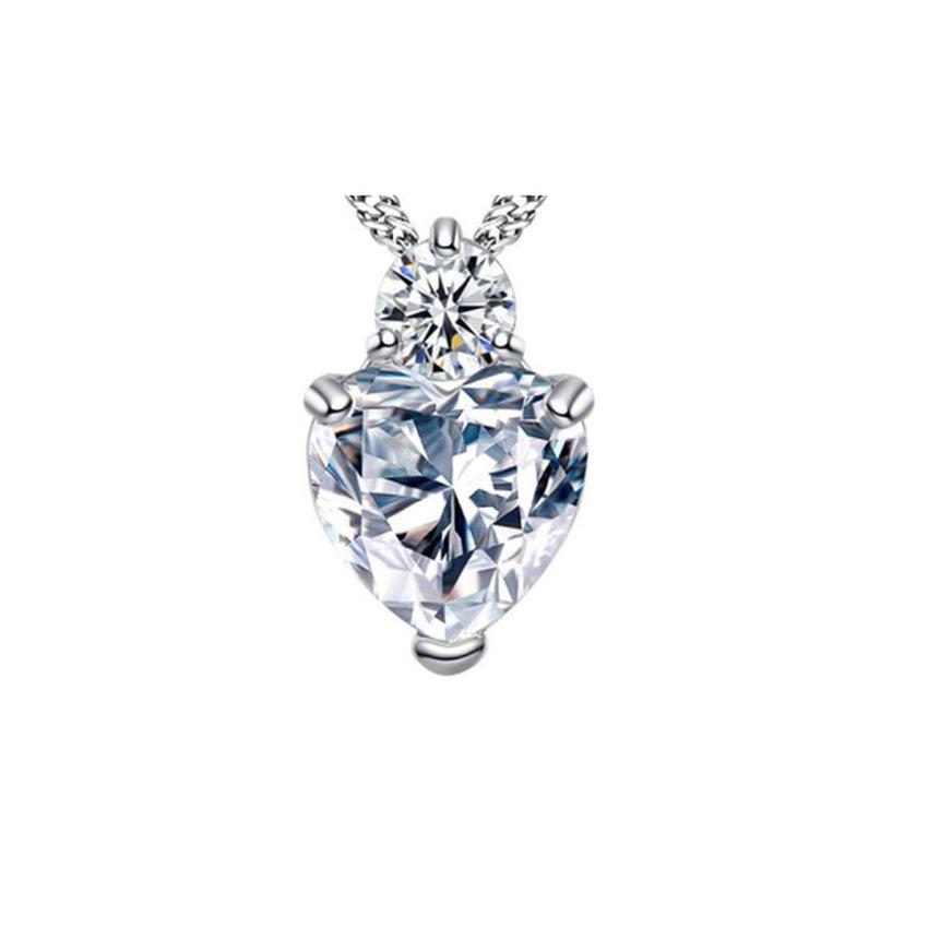 Large Stone Cubic Zirconia Heart Pendant With a Solitaire Top