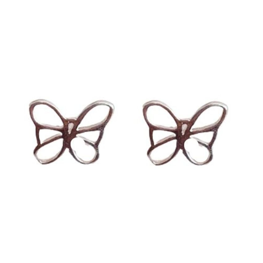 Large Stud Open Cut Silver Filled Butterfly Earrings
