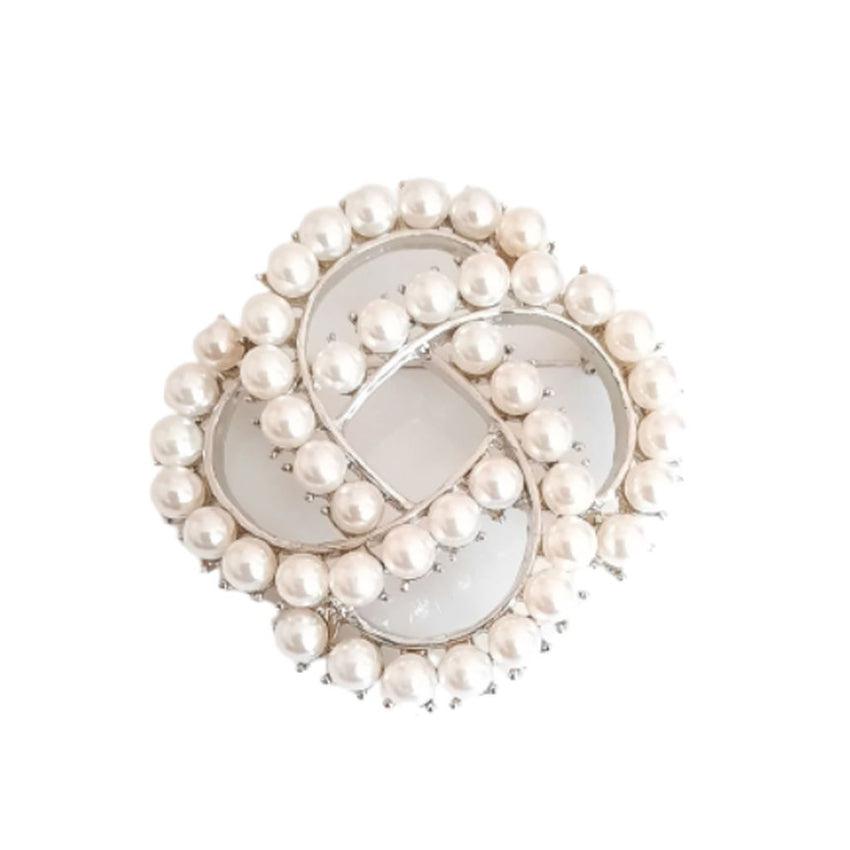 Large Swirl Design Pearl Brooch