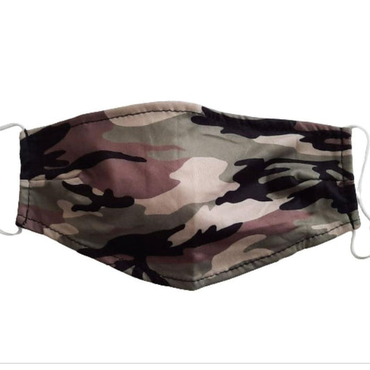 Large Wide Mens Green Camouflage Face Mask