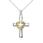 Large 40cm Detachable Gold Tone Heart With a Silver Cross Pendant