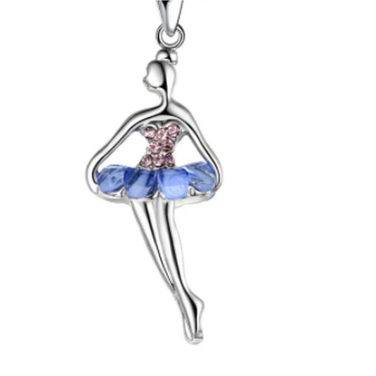 Large Blue And Pink Crystal Tutu Skirt Dancer Pendant