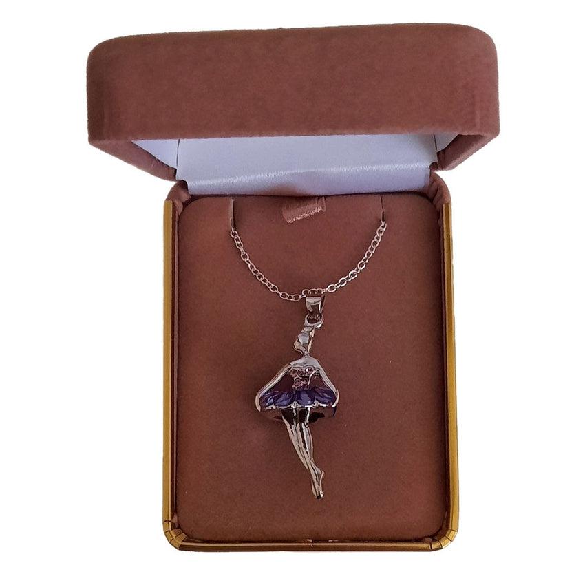 Large Blue And Pink Crystal Tutu Skirt Dancer Pendant