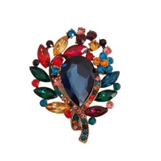 Large Blue Stone Multi Colour Ladies Brooch