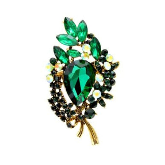 Large Green Vintage Flower Brooch