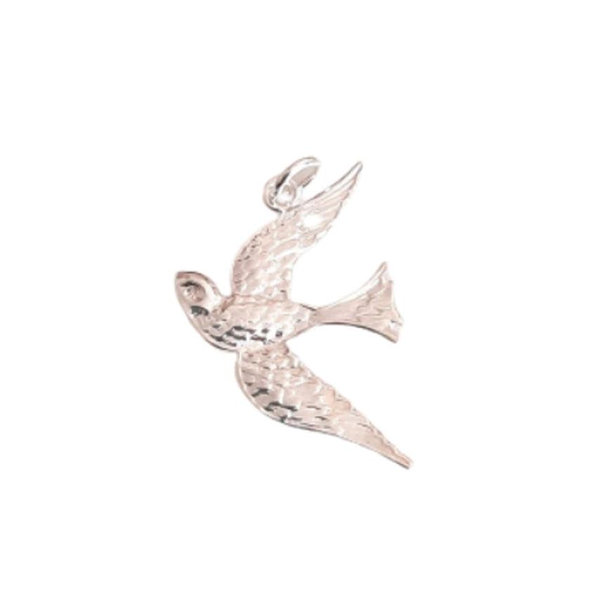 Large Open Wing Sterling Silver Swallow Pendant