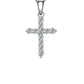 Larger Size Round Stone Cubic Zirconia Sterling Silver Cross