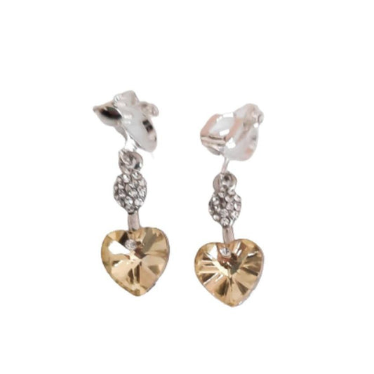 Lemon Yellow Diamante Stem Clip On Earrings