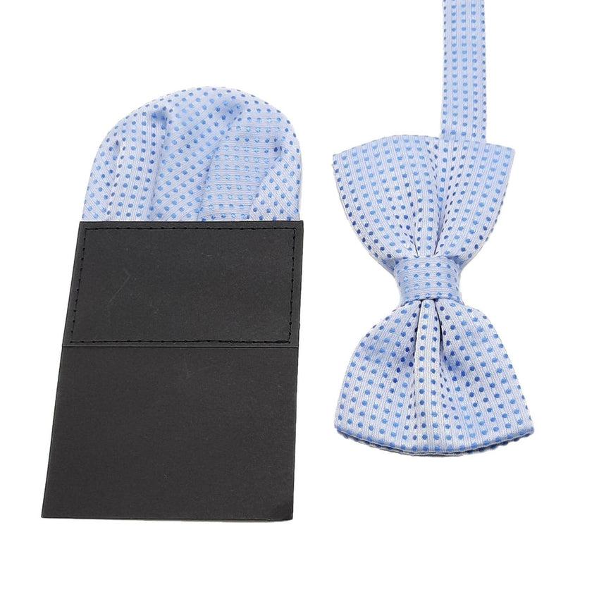 Light Blue Polka Dot Matching Dicky Bow And Hanky Set