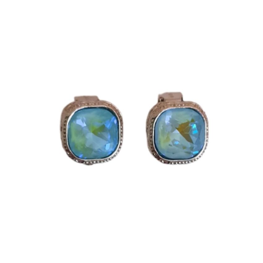 Light Blue Square Clip On Earrings
