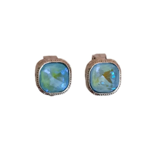 Light Blue Square Clip On Earrings