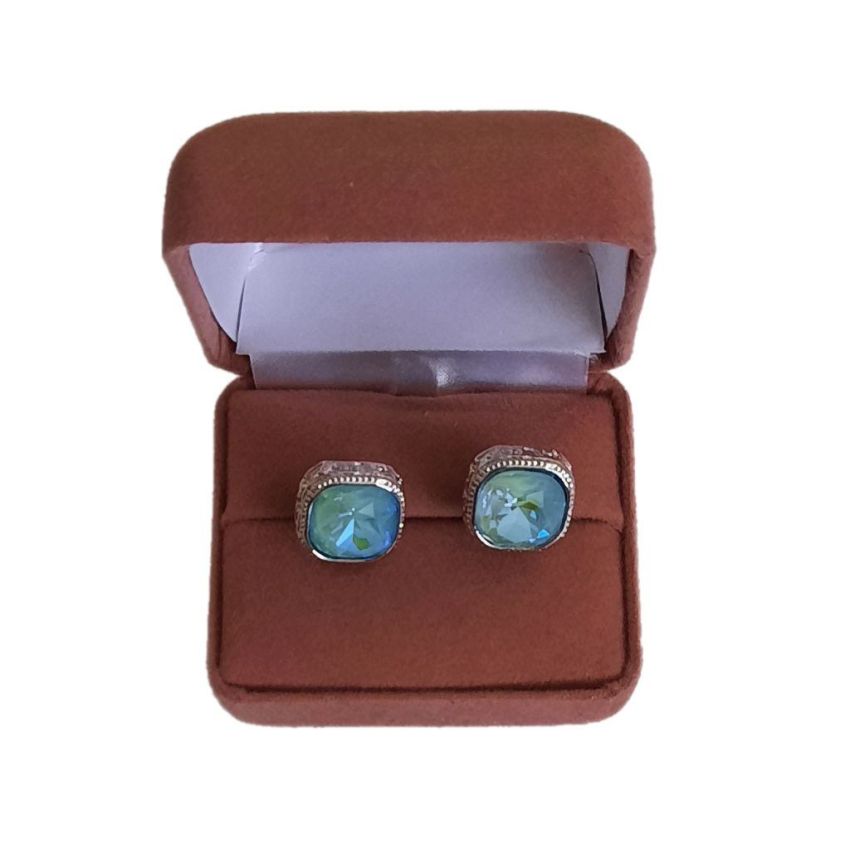 Light Blue Square Clip On Earrings