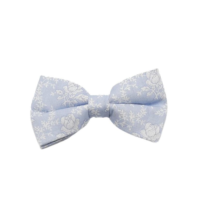 Light Blue With White Flowers Bow Tie