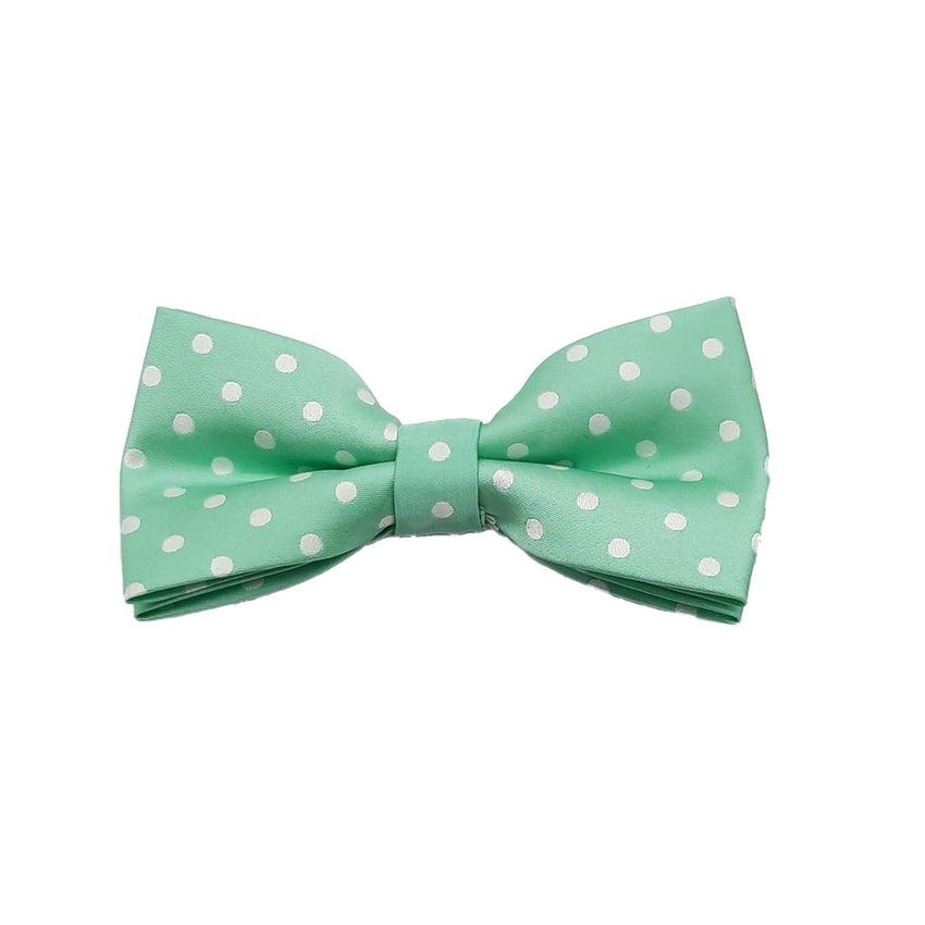 Light Green Bow Tie With White Spots