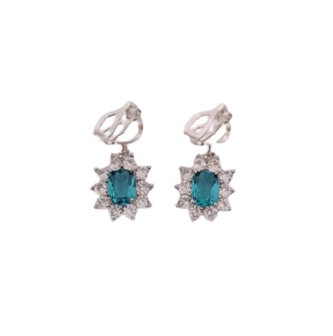 Light Green Diamante Clip On Earrings