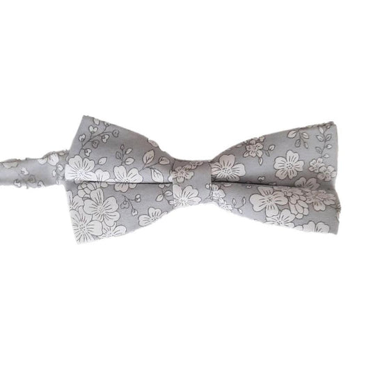 Light Grey Floral Adjustable Bow Tie
