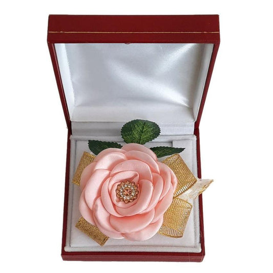 Light Peach And Gold Flower Wrist Corsage