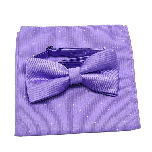 Light Purple Polka Dot Spotted Dicky Bow And Hanky Set