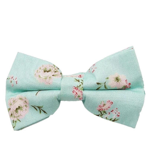 Light Green With Pink Flowers Mans Bow Tie