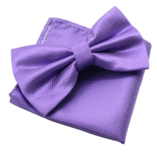 Light Purple Matching Pattern Bow Tie And Hanky Set