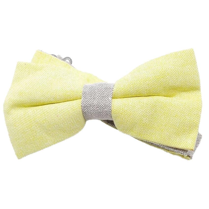 Light Yellow With A Grey Centre Adjustable Bow Tie